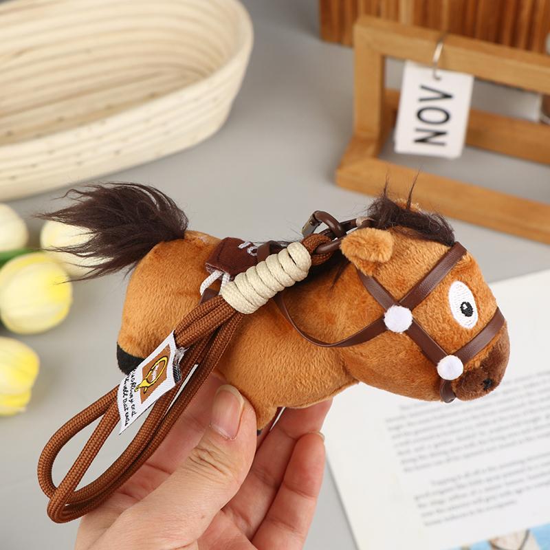 Plush Pony Keychain Pendants Cute Lucky Cotton Dolls School Bag Hanging Soft Filling Toys Year Of The Horse Gifts
