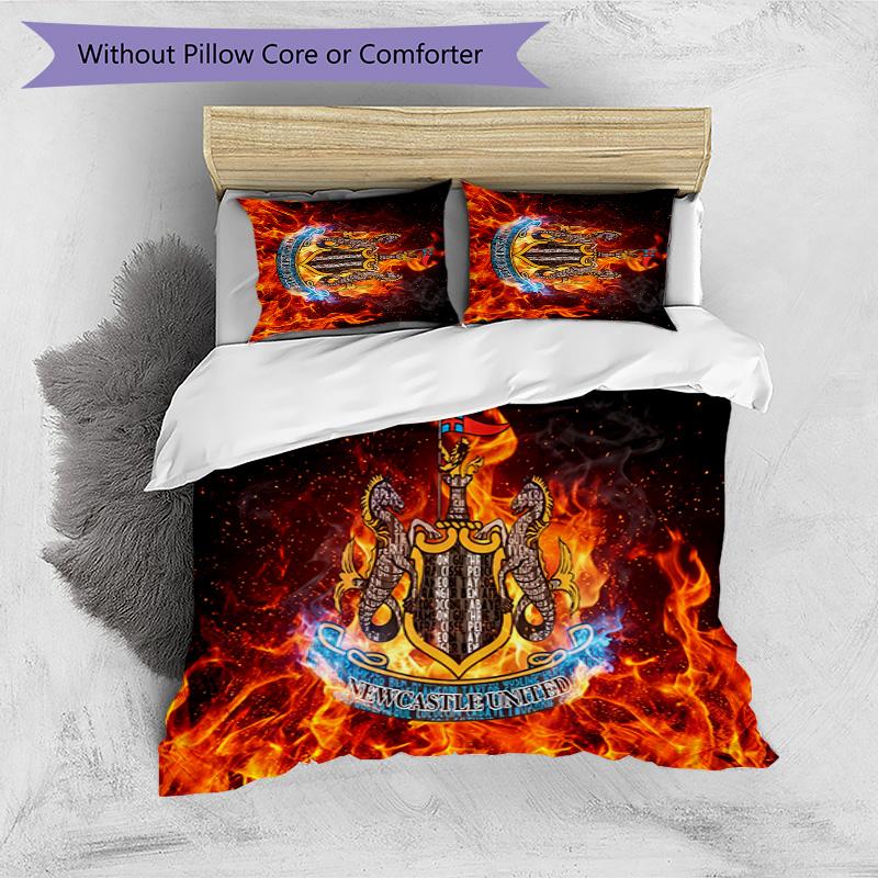 Set Lenzuola Stampato Newcastle United Football 3 Pezzi, Comodo Set Copripiumino per Camera da Letto Amico della Pelle