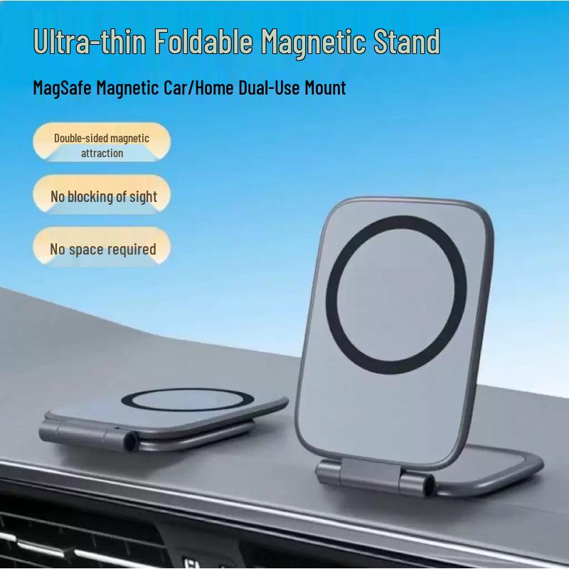 Foldable Magnetic Suction Cup Car Phone Mount: 3-in-1 Rotating Multi-Functional Holder
