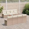 Garden Sofa Set with Cushions 9 Pcs Beige Poly Rattan