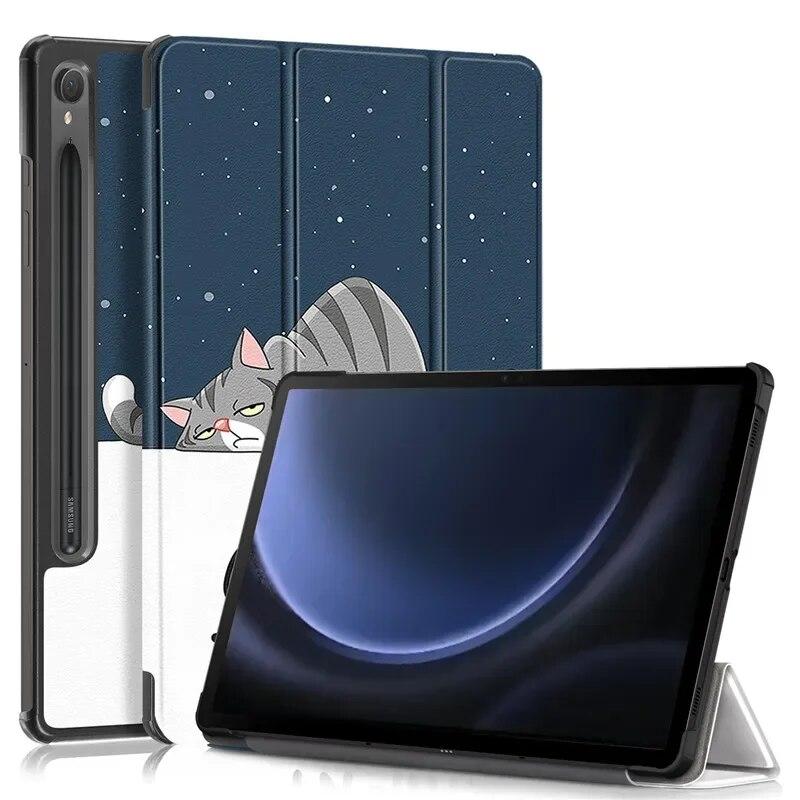 Tablet Leather Case for Samsung Galaxy Tab S9 FE S9FE 2023 Case 10.9 Inch Folding Stand Magnetic Smart Folio Tablet for Samsung Tab S9 FE Case