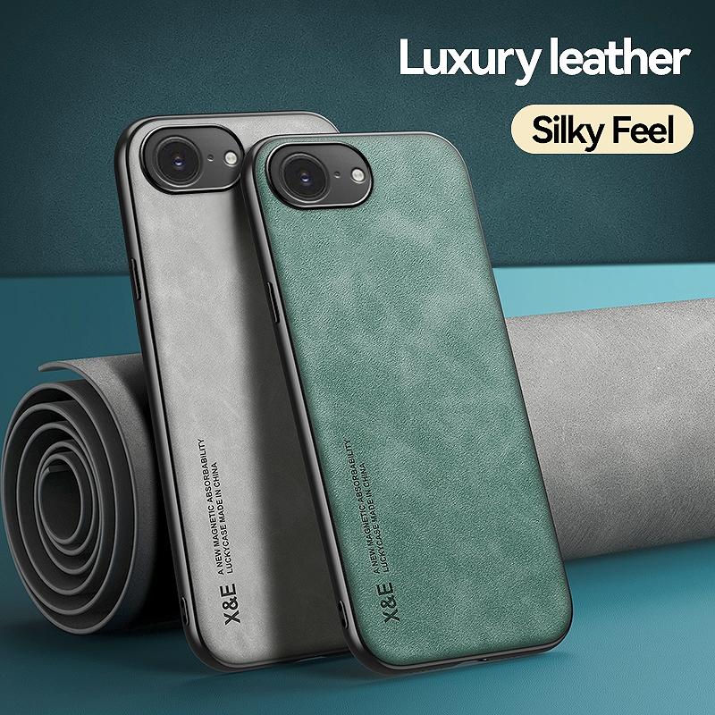 Luxusní kožené pouzdro pro iPhone 16e Kryt na telefon Měkký silikonový magnetický zadní kryt do auta iPhone 16 e iPhone16e 2025 Nárazuvzdorné Coque