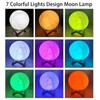 12cm 7 Colors Changing Moon Lamp Wireless Night Lamp Table Lamps Romantic Button Battery Powered Indoors Lighting