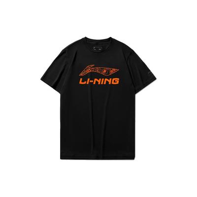 Li Ning T Shirts Unisex Black Crew Neck Moderate Straight Fit AHSSD99-2