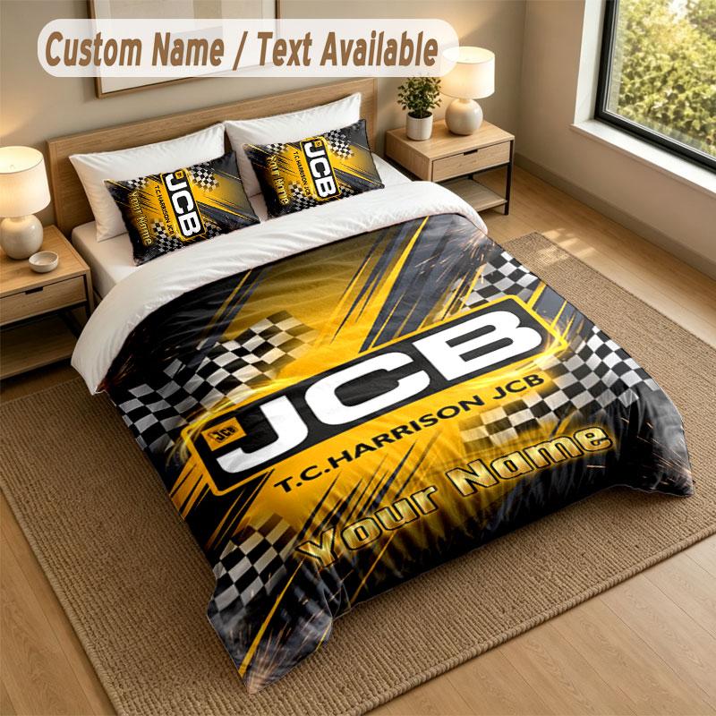 Bedding Set 1 Duvet Cover 2 Pillowcases JCB Print Soft Bed Linen Bedroom Decor