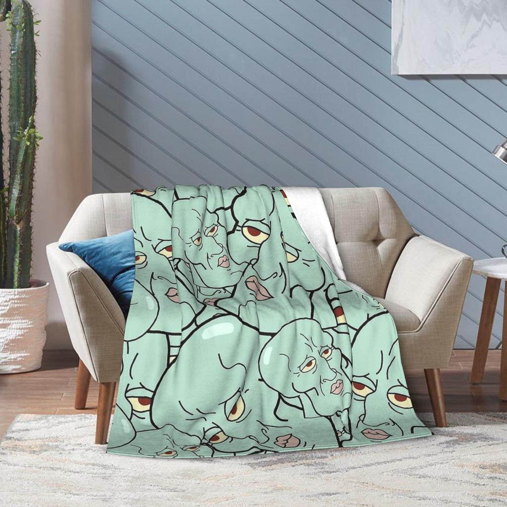 Handsome S-Squidwarded Pattern Blankets Flannel Decoration Multi-function Soft Throw Blankets for Bedding Travel Bedding Throws