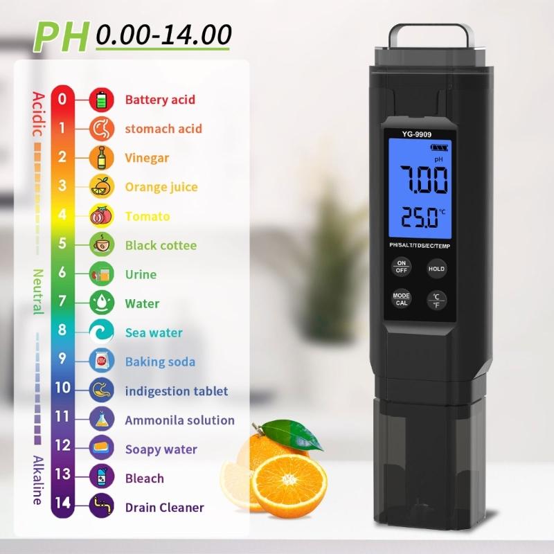 Digital Display Advanced 5 in 1 Water Tester with High Accuracy Measurements for Hydroponics Aquatic Life and Research
