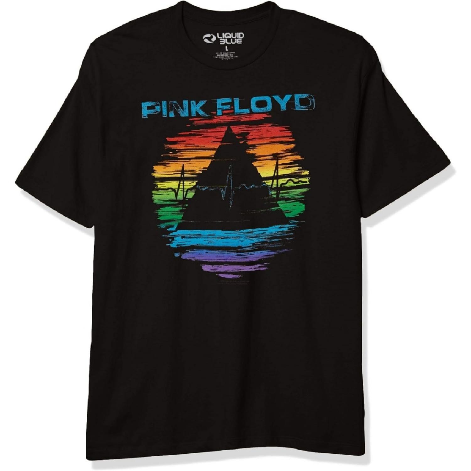 Liquid Blue Unisex-Adult Standard Pink Floyd Racing Around Pyramid Dark Side T-Shirt XXXXXL разноцветный