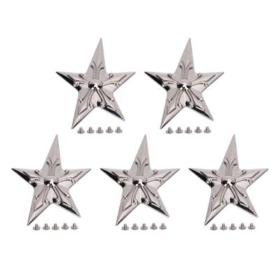 5 Conjuntos Rebite e Tachas 65x92mm Prata Rebites Estrela de Cinco Pontas 4.5mm Parafusos Cruzados para Couro