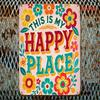 Happy Place Welcome Sign Colorful Floral Metal Wall Art 8x12 Inch Durable Home Garden Decor