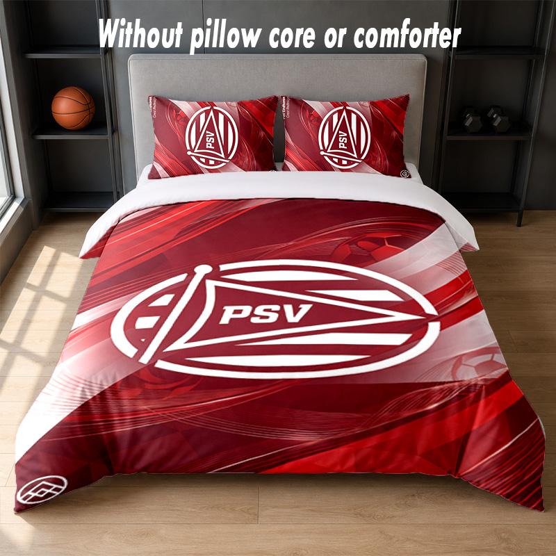PSV Eindhoven FC Design Bed Bedding Set 1 Duvet Cover + 2 Pillowcases Soft Breathable Household Bed Linens