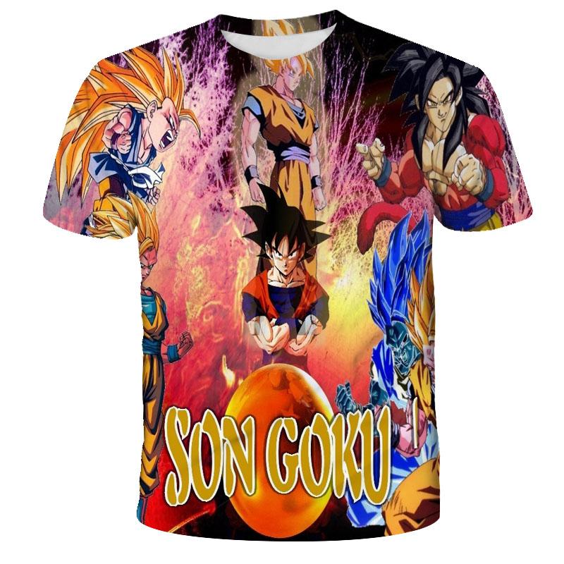Camiseta de Dragon Ball para Niños Tops Camiseta Figuras de Anime Son Goku Super Saiyan Camiseta Camisetas para Niños Ropa para Niños Verano Manga Corta