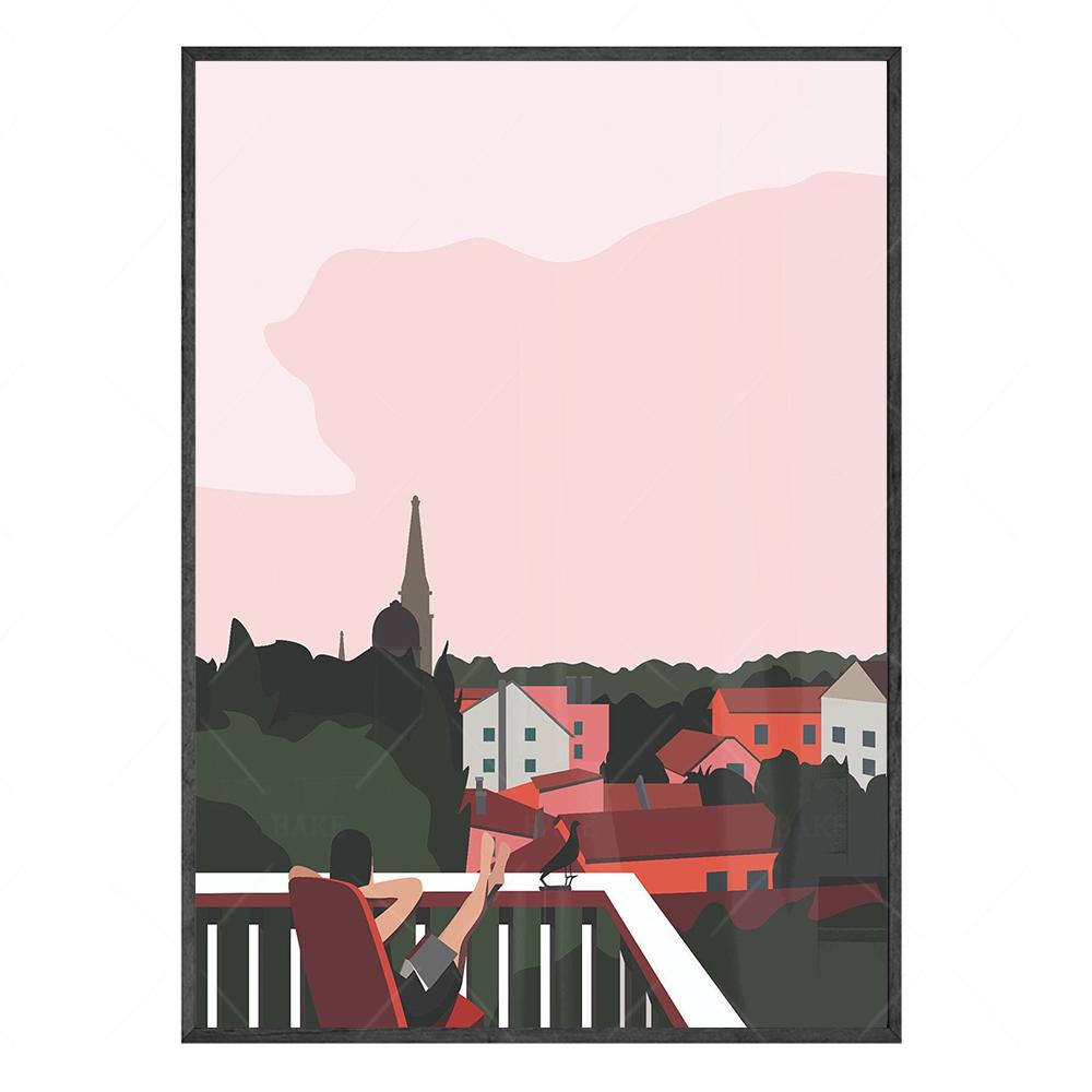 

Праздничный пейзаж Винтажные туристические плакаты Холст картины Ретро Для украшения гостиной Домашний декор Настенное искусство Домашнее украшение 21x30cm No Framed