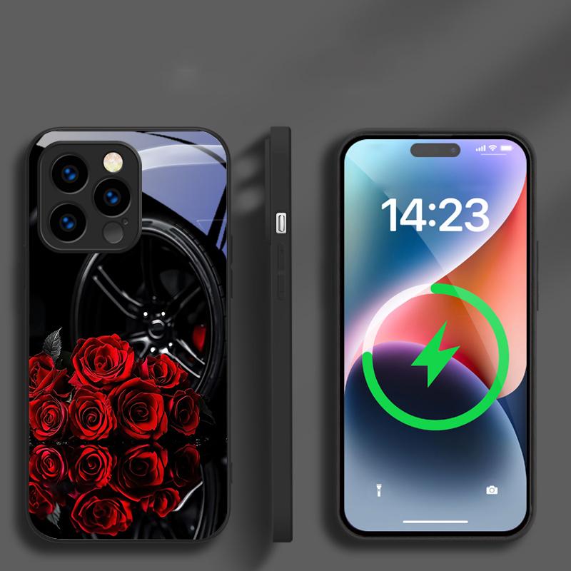 Small pebble flowers Suitable For iPhone 16E 17 Pro Max 15 Pro 14 13 Plus 12 mini 11 16 Air 17Pro magnetism Glass Phone Case