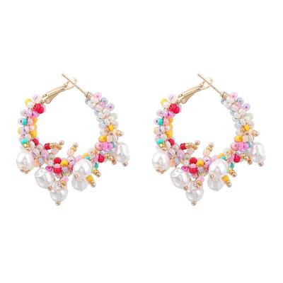 Pinkddudu Elegante BOHO Bunte Runde Zinklegierung Ohrringe Süße Mode Trendige Creolen Damen Schmuck Geschenk PD2259