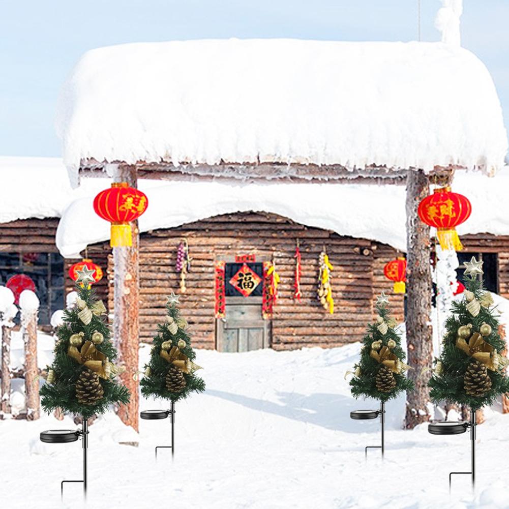 2pcs Solar Led Christmas Tree Lawn Lamp Ip65 Waterproof For Outdoor Courtyard Fences Garden Decoration