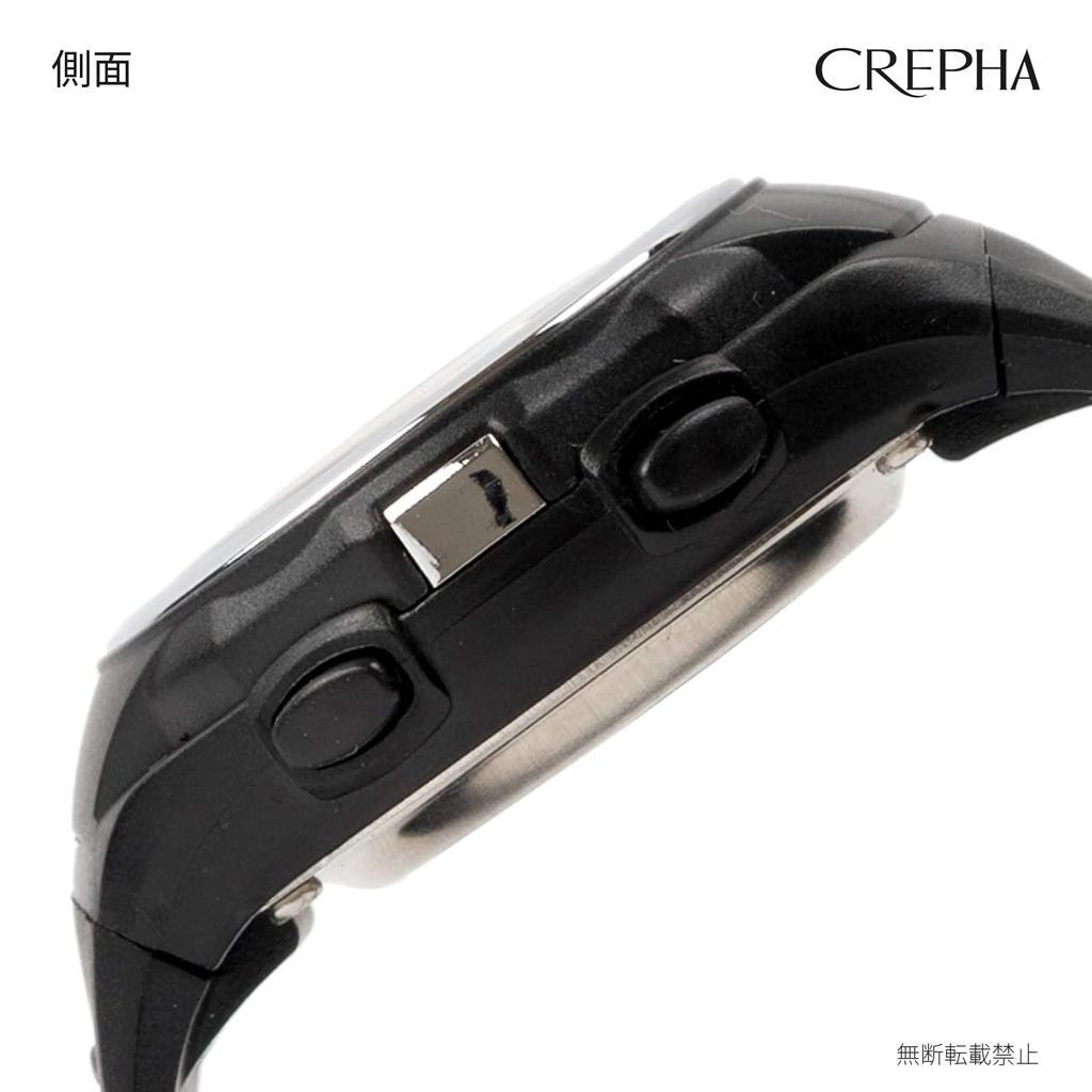 CREPHA Digital Water Resistant Large Urethane Sports Watch T-SPORTS Watch, Multifunctional, (5 ATM), Stopwatch, Screen, Strap, Black, Men's TS-D158-BK