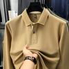 Cotton Long Sleeve Polo Shirt Men'S T-Shirt Loose Thin Breathable Versatile Fashion Premium Lapel Solid Color Men'S T-Shirt