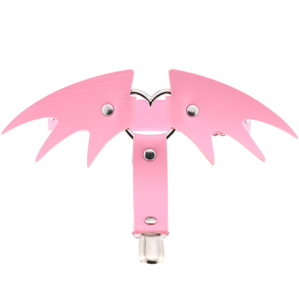 Punk Heart Leather Garter Belt with Wings - Street Style Nightclub Halloween Leg Jewelry Clip
