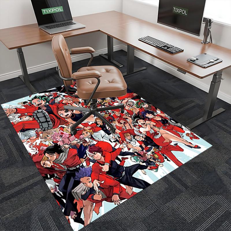 1pc My Hero Academia Chair Mat - Anime Cartoon Design Office Desk Pad, Non-Slip Carpet for Home Decor, Living Room, Bedroom, Game Room, Birthday Gift,