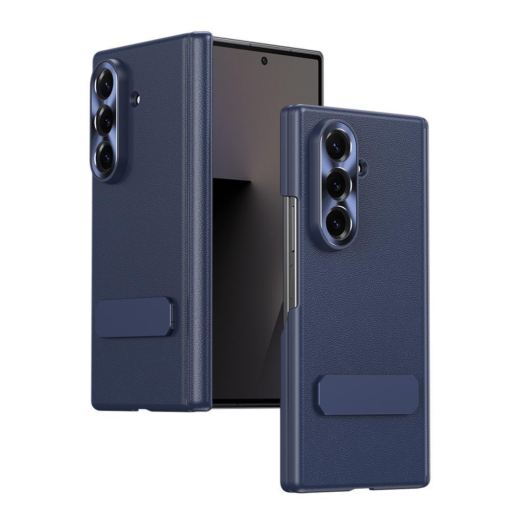 Leather Bracket Phone Case for Samsung Galaxy Z Fold 7 6 5 4 5G Fold7 Fold6 Fold5 Anti-Drop Shockproof Protective Cover