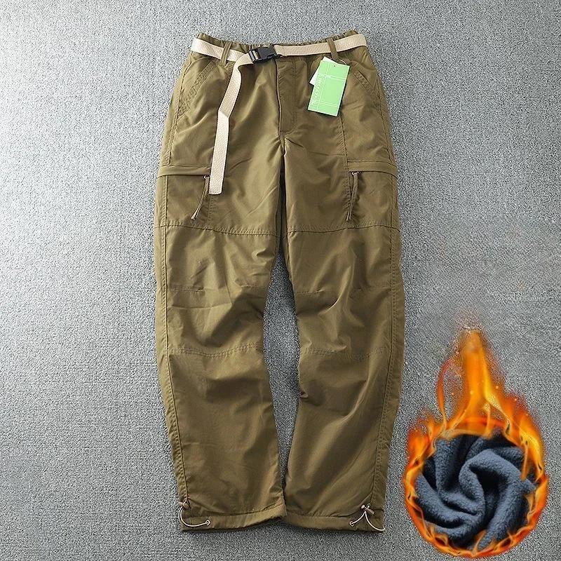 

Ветрозащитные и водонепроницаемые брюки Outdoor Plus Velvet Soft Shell, прямые зимние повседневные брюки, сумка, оснастка M хаки