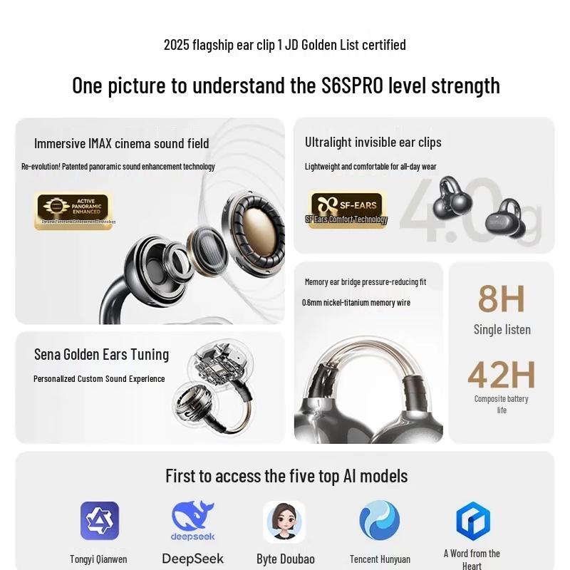 Saina S6S Pro Bone Conduction Ear Clip Headphones