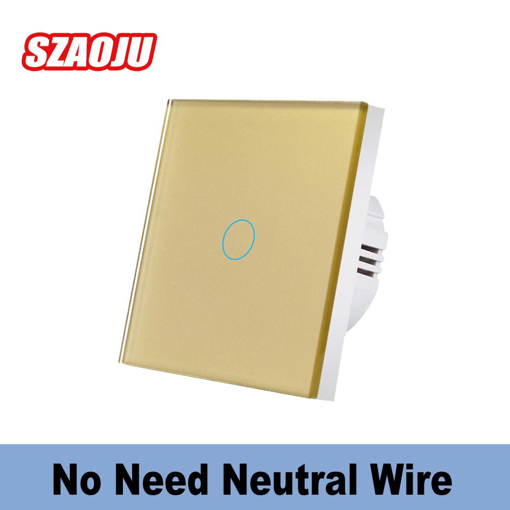 Szaoju EU Touch Switch AC100-240V Led Backlight Panel Tempered Crystal Glass Wall Light Sensory Switches 1/2/3 Gang
