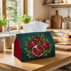 1pc Botanical Pomegranate Tissue Box - Dark Teal Green Fruit Napkin Storage Box, Suitable for Rolls/facial Tissues/single Sheets,Two Sizes Available F