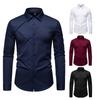 Autumn Men'S Solid Color Pleated Design Casual Long Sleeve Shirt Men'S Loose Shirt