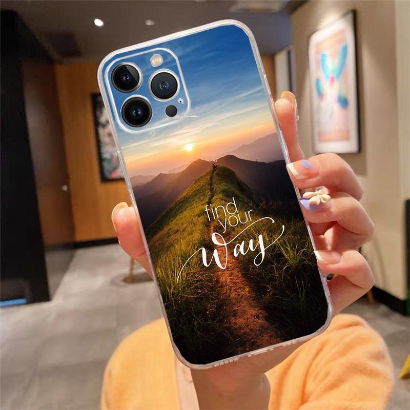 Phone Case For iphone 17 Pro Max Air 16 15 14 13 Pro Max 15 16 Pro 15Plus Travel Mountain Forest Sea Beach quotes
