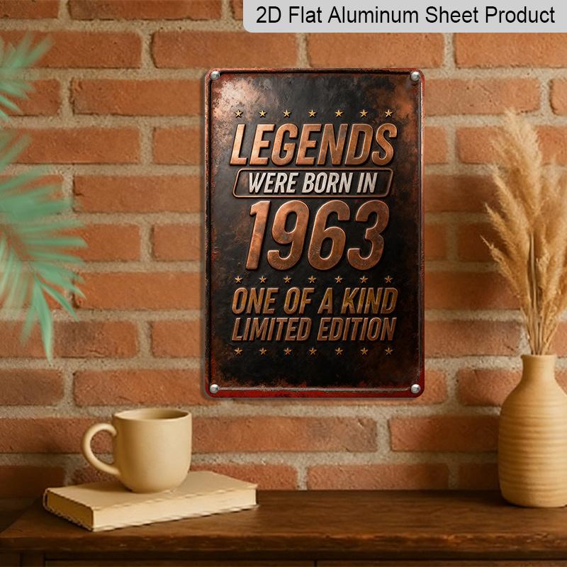 2D Flat, 1pc Vintage 1963 Limited Edition Legend Wall Plaque - 7.87x11.81inch Rustic Aluminium Wall-Mounted Sign Suitable for Study, Studio
