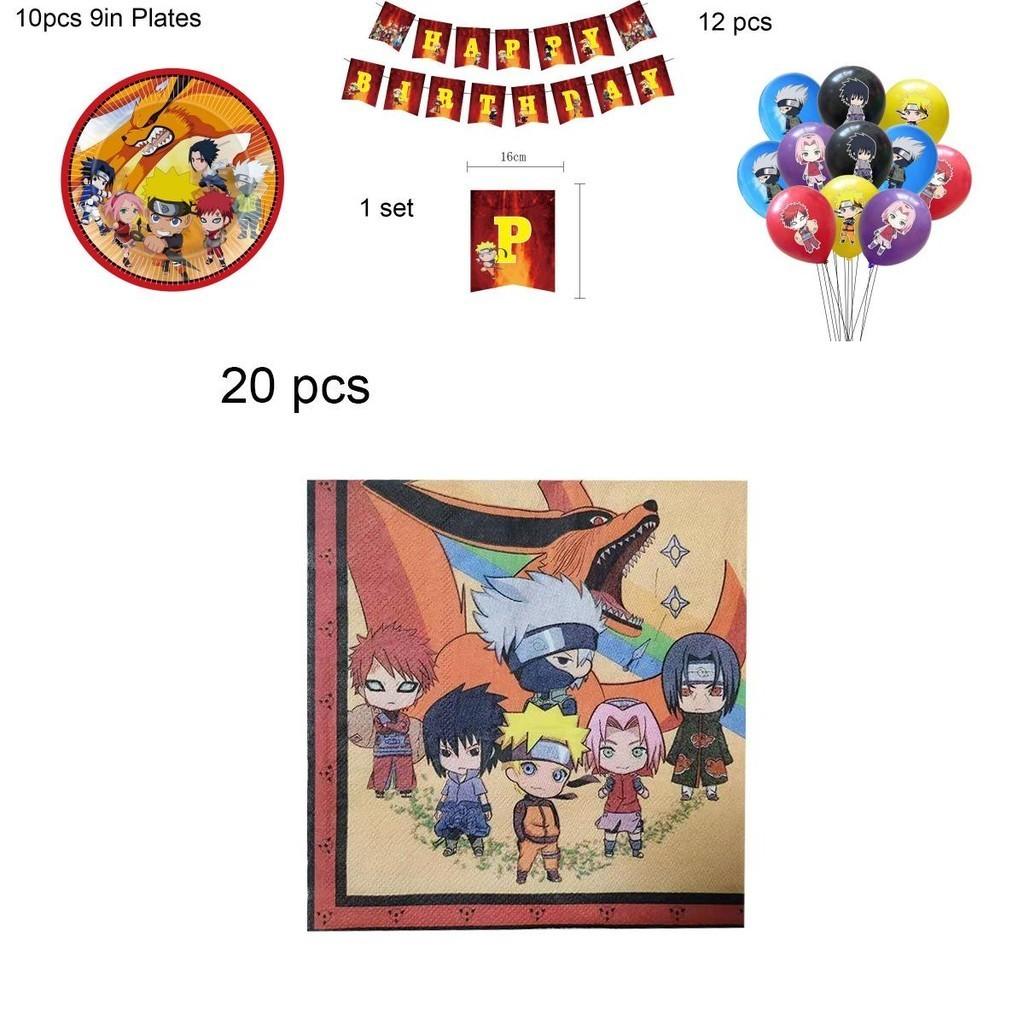 Suministros de Decoración para Fiesta de Cumpleaños Ninja de Naruto con Globos y Platos Coloridos
