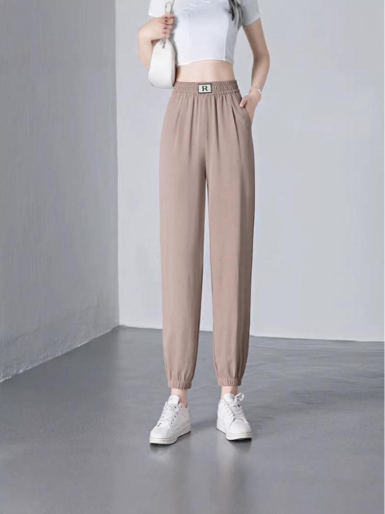 Summer High-Waisted Tapered Cropped Harem Pants for Middle-aged and Elderly Women - Loose, Slimming, Plus Size