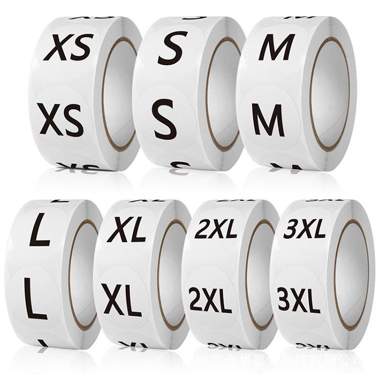 Self-Adhesive English Size Label Stickers for Clothing and Hats (S-3XL)