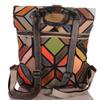 Damen Leder Rucksack im geometrischen Patchwork-Design