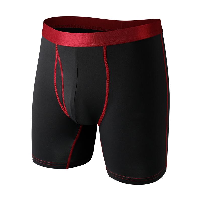 Men's Long Leg Boxer Shorts Ice Silk Sexy U Open Penis Pouch Sports Underwear EUR Size Panties Breathable Male Underpants