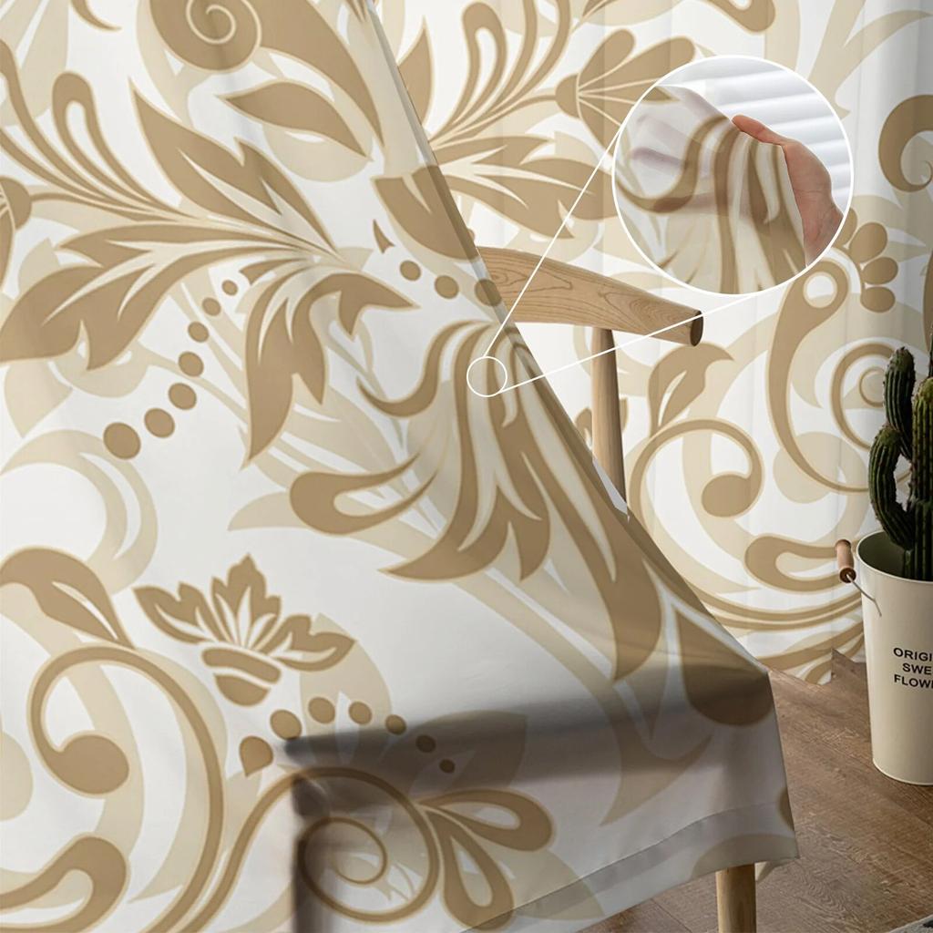 Etniczny wzór liście kwiatowe przezroczysta zasłona do sypialni tiulowa zasłona z woalu do kuchni wystrój salonu dekoracja okienna