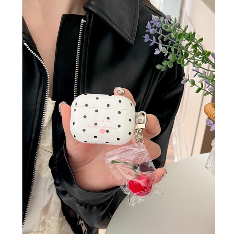 ins wind white polka dot cherry AirPods 1 generation earphone case for Apple Bluetooth headset 1st generation Pro1