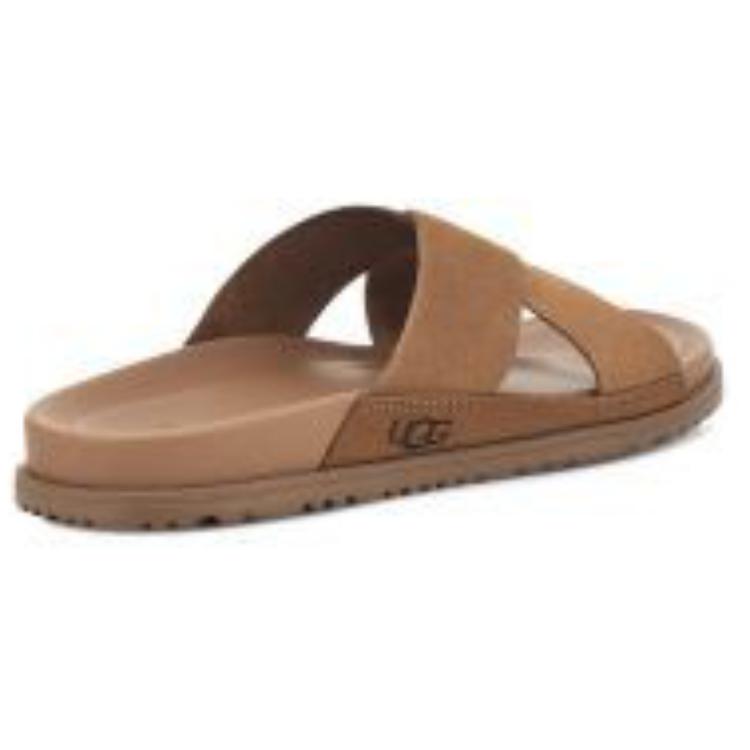 UGG Wainscott Two-Layer Leather Cross-Band Comfortable Slippers Men Slippers Chestnut 1124902-CHE