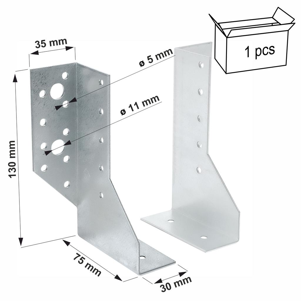 Beam hanger WBD 30x130x75x2.0 - left + right (1)