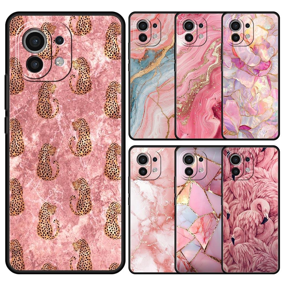 Phone Case For Xiaomi Mi 15 14 13 12 11 Lite 14T 13T 12T 11T Pro Poco X7 X6 X5 X3 Pro F6 F5 F4 Cover Fashion Gold Pink Marble