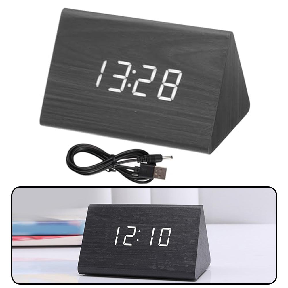 Brand New LED Alarm Clock Digital Desk Clocks Easy To Read Reliable Vibrant Display Wooden Adjustable Brightness