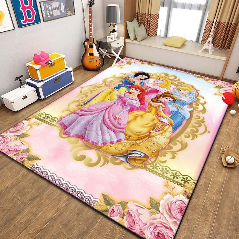 Beautiful All Princess Theme Cartoon Carpet for Living Room Bedroom Sofa Doormat Decor Rug Kid Non-slip Floor Mat Girl Nice Gift