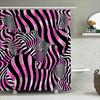 Schwarz Rosa Zebrastreifen Duschvorhang Für Badezimmer Dekoration Polyesterstoff Mit Ringen Halter Set (L)