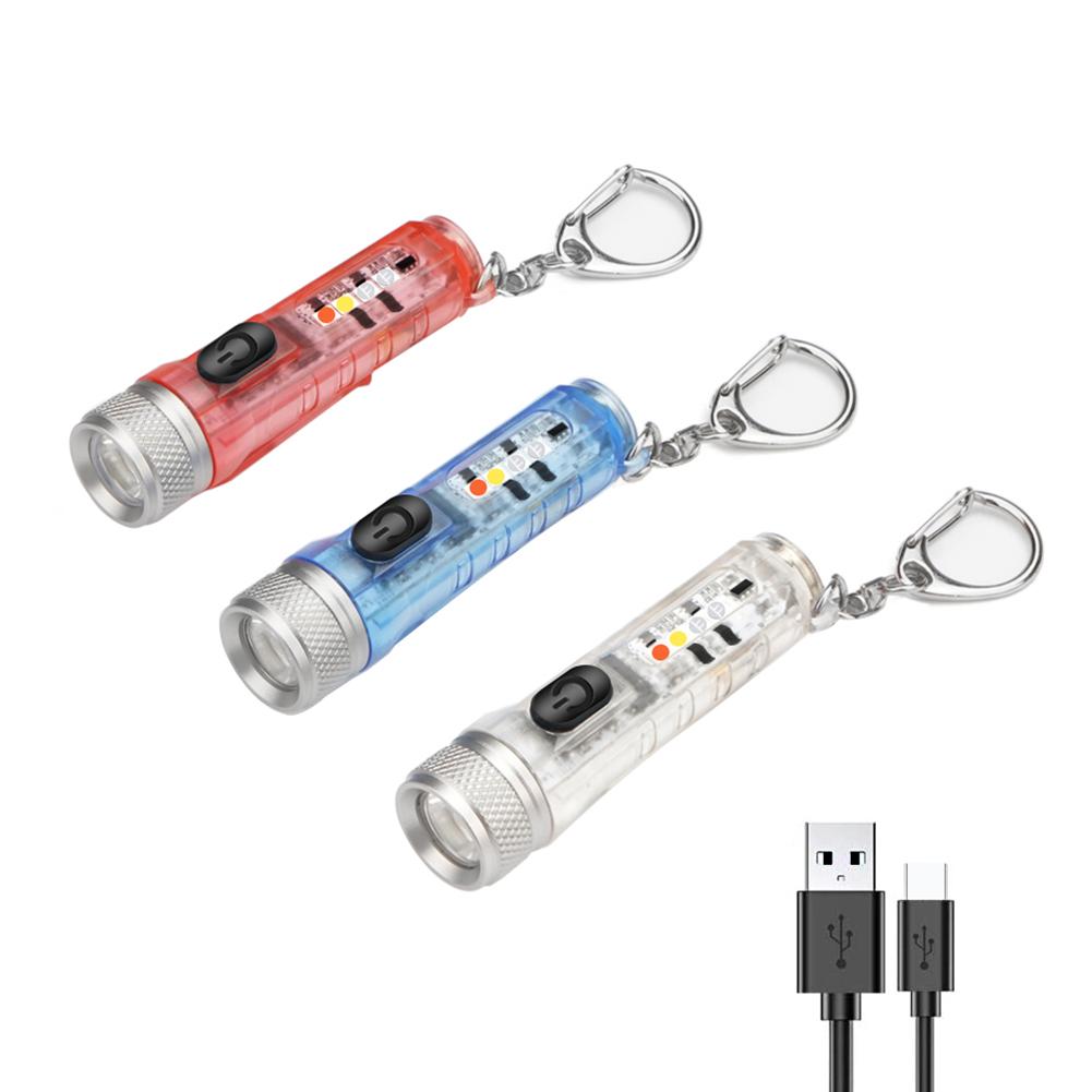 Cheap Mini Keychain Torch w/ Buckle USB Rechargeable EDC Flashlight