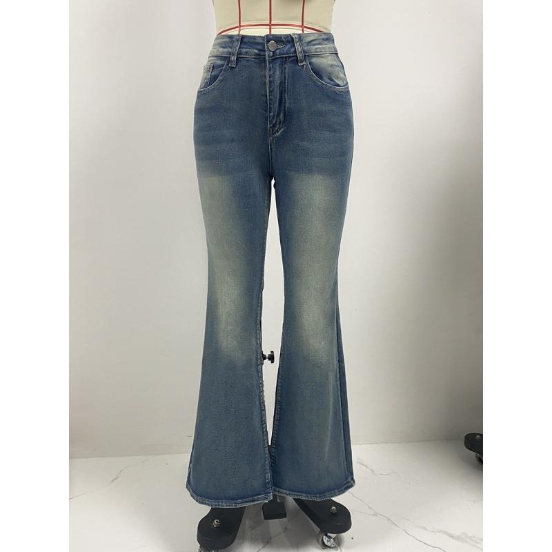Damenhose Spice Girls Jeans Hoher Stretch-Taschenstickerei Vintage Jeans Slim Hip Lifting Flares
