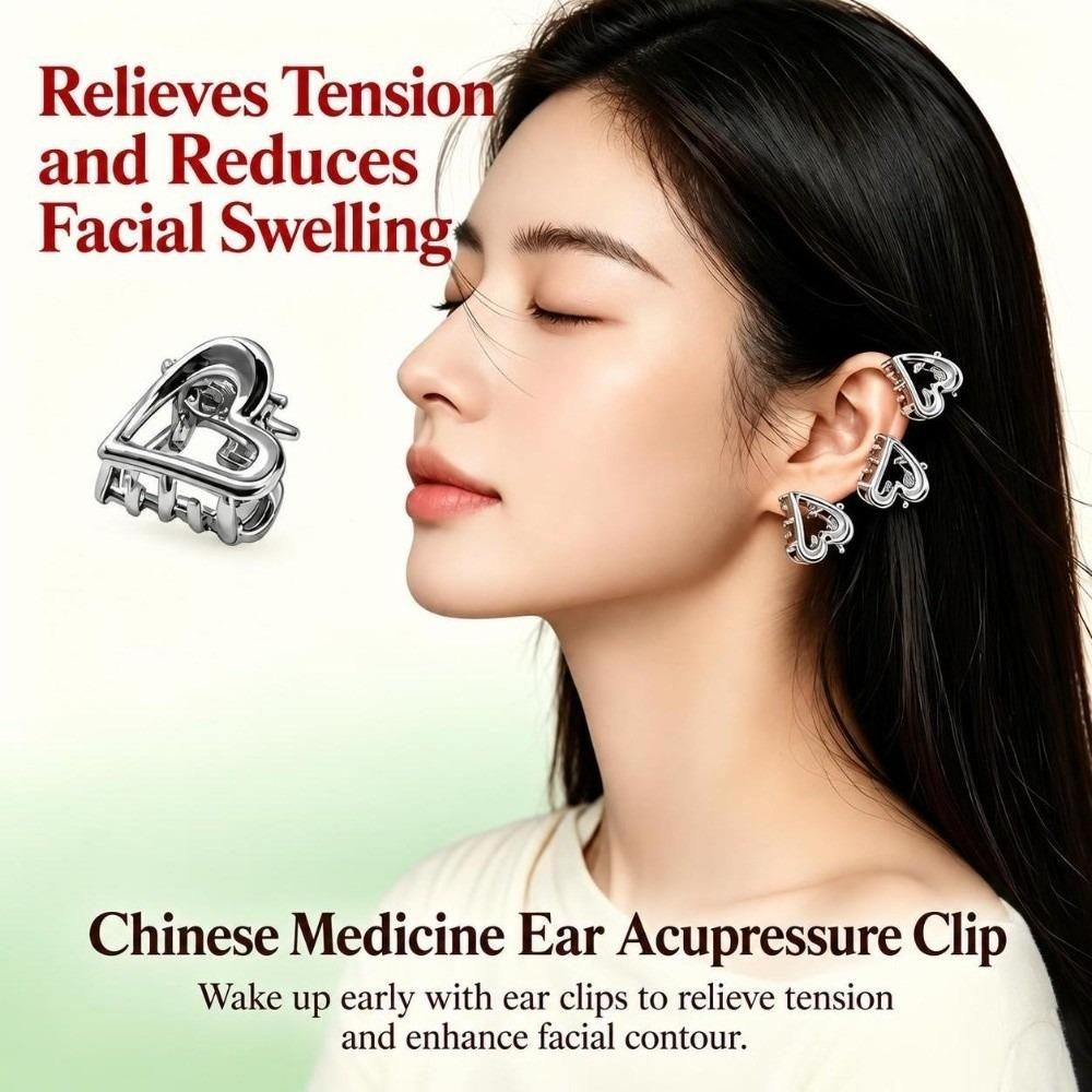6Pcs Silver‑Tone Ear Acupressure Clips Heart Shaped Ear Acupoint Clips Household Use