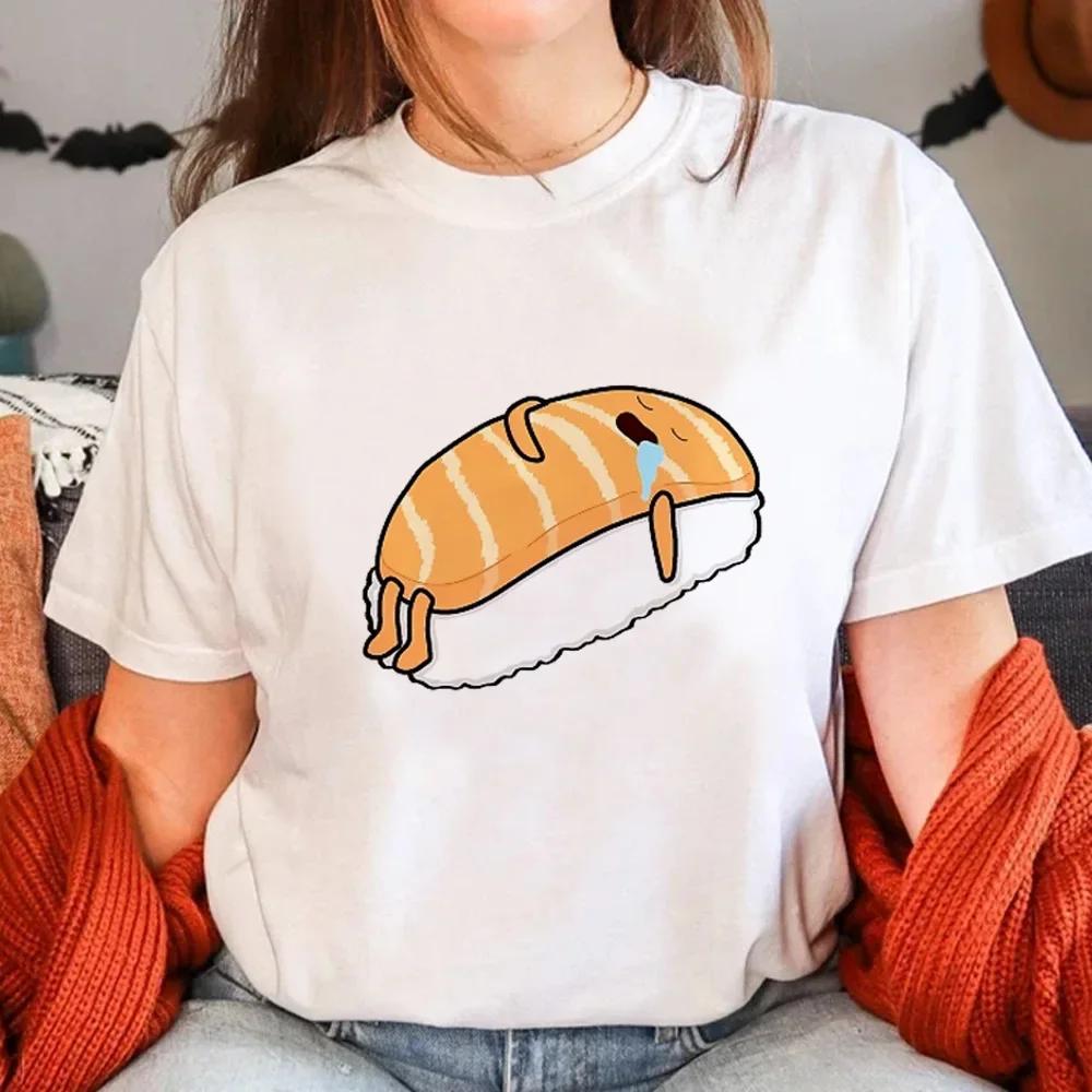 Sushi Tshirt Women Summer T-shirts Female Manga 2000s Clothing Graphic T Shirts Aesthetic Clothes Fashion Harajuku Personality