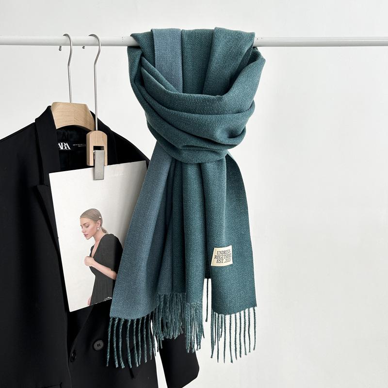 Kaschmir-Handgefühl Herbst und Winter Einfarbiger Schal Damen Dicke Quaste Einfacher und vielseitiger weicher und warmer Kaschmir-Imitat-Schal